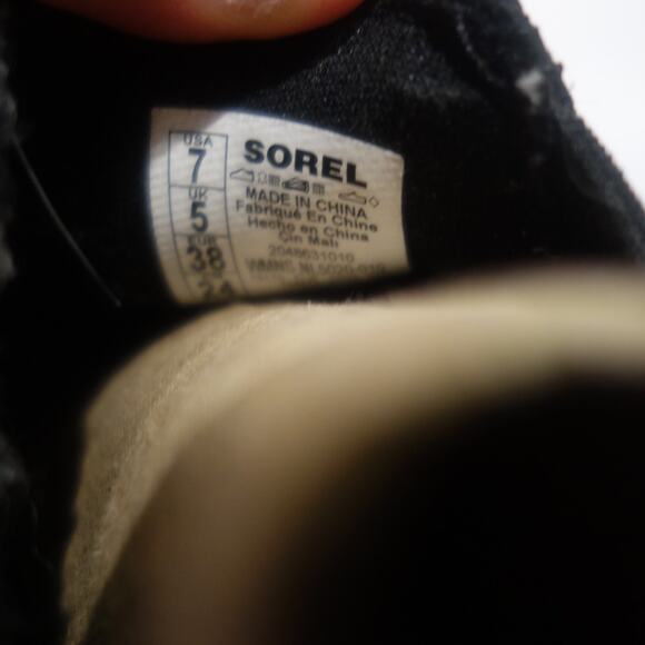 NEW SOREL Women's 7 Evie II Chelsea Black Sea Salt Ankle Boots Booties Leather - Picture 6 of 7